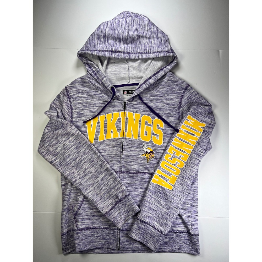 NFL Team Apparel Vikings Hoodie Women Large Purple Space Dye Full Zip Graphic